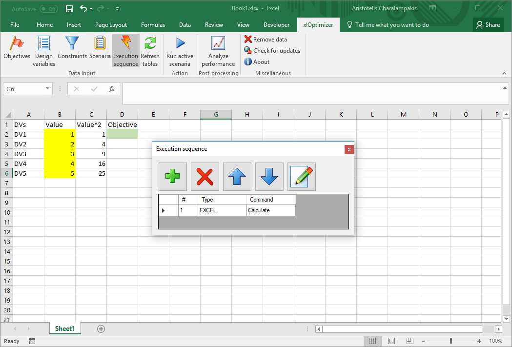 Microsoft Excel Sphere Function spreadsheet